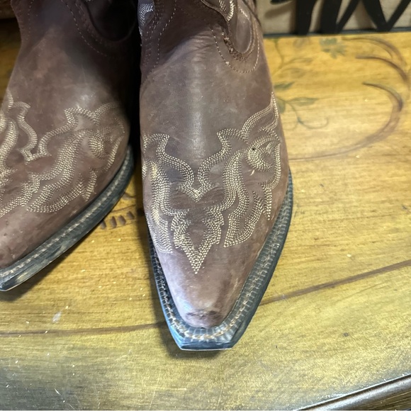 Laredo Women's Western Leather Cowboy Boots Brown Size 10 M Beautiful Pattern - Picture 12 of 16